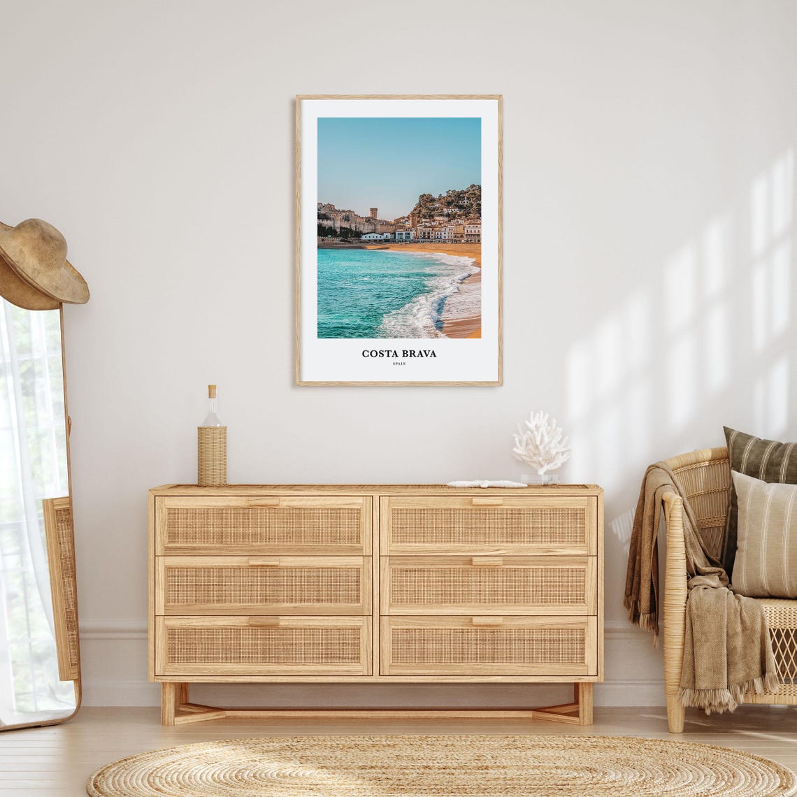 Costa Brava Spain Beach With Old Town And Castle Walls Poster - Image 2