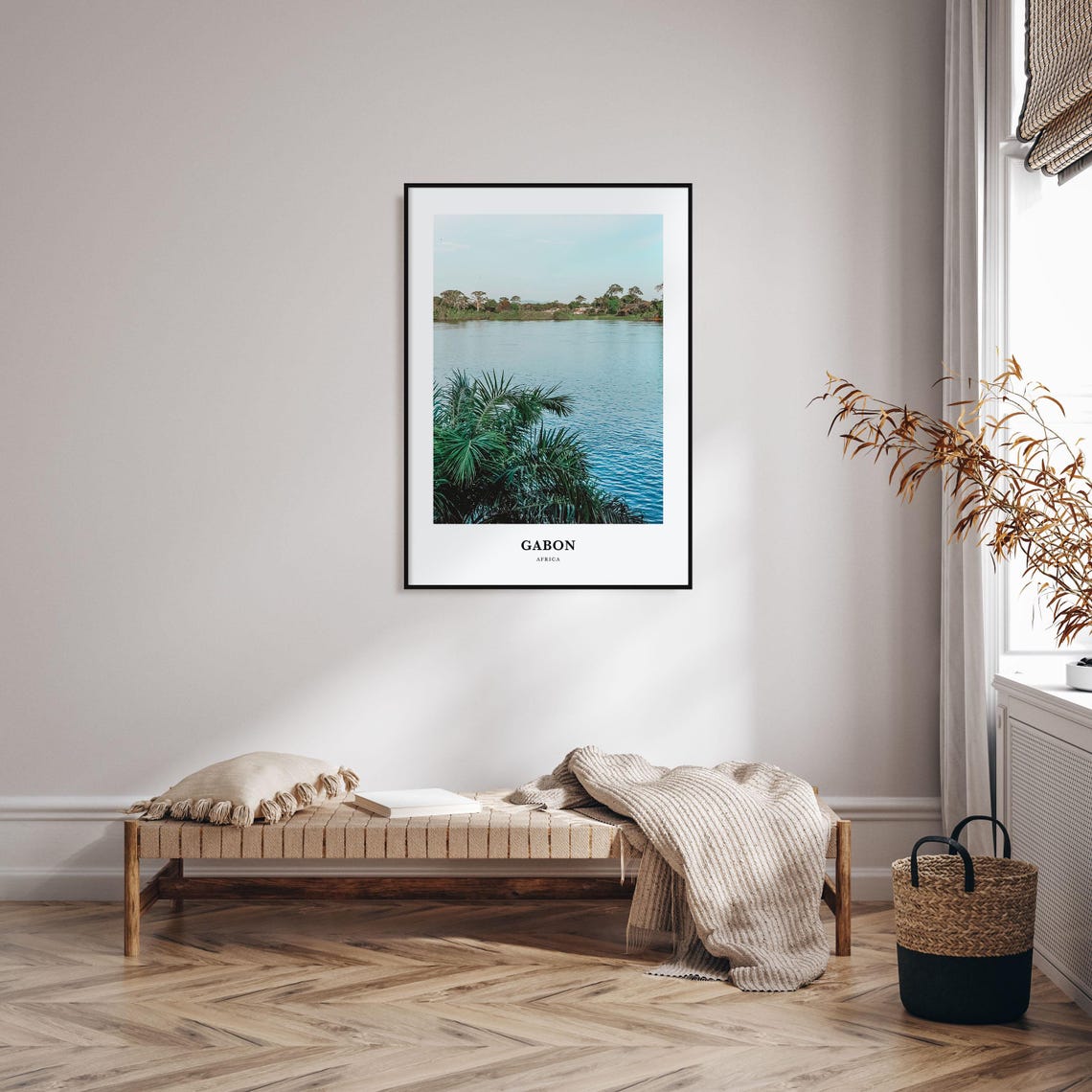 Gabon Africa River Palm Foliage Tropical Landscape Wall Poster - Image 3
