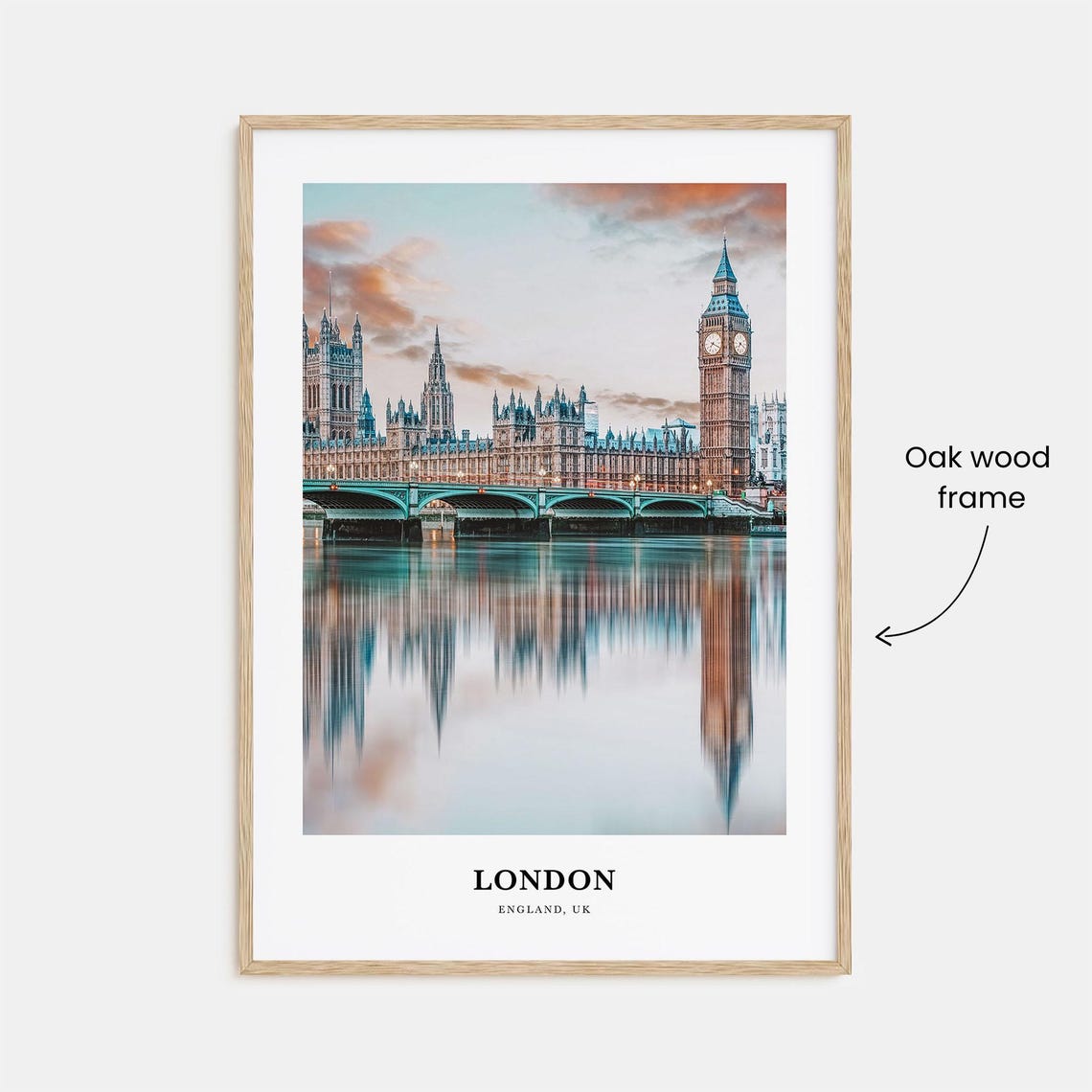 London England Big Ben Westminster Bridge Sunset Reflection Poster - Image 3