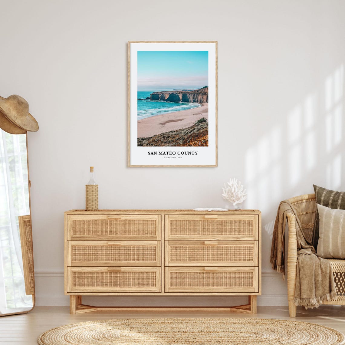 San Mateo County California Coastal Cliffs Beach Travel Photo Poster - Image 2