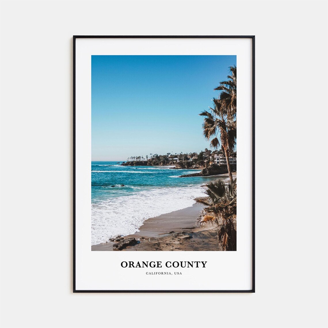 Orange County California Beach Palms Photography Travel Poster USA