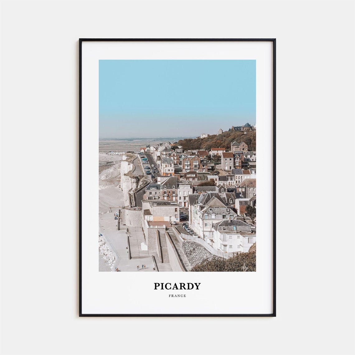 Picardy France Cliffside Coastal Town Seafront Houses Art Poster