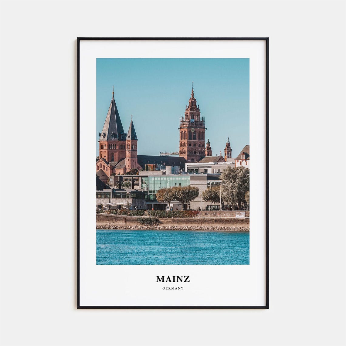 Mainz Germany Cathedral Rhine River Rhineland Cityscape Travel Poster