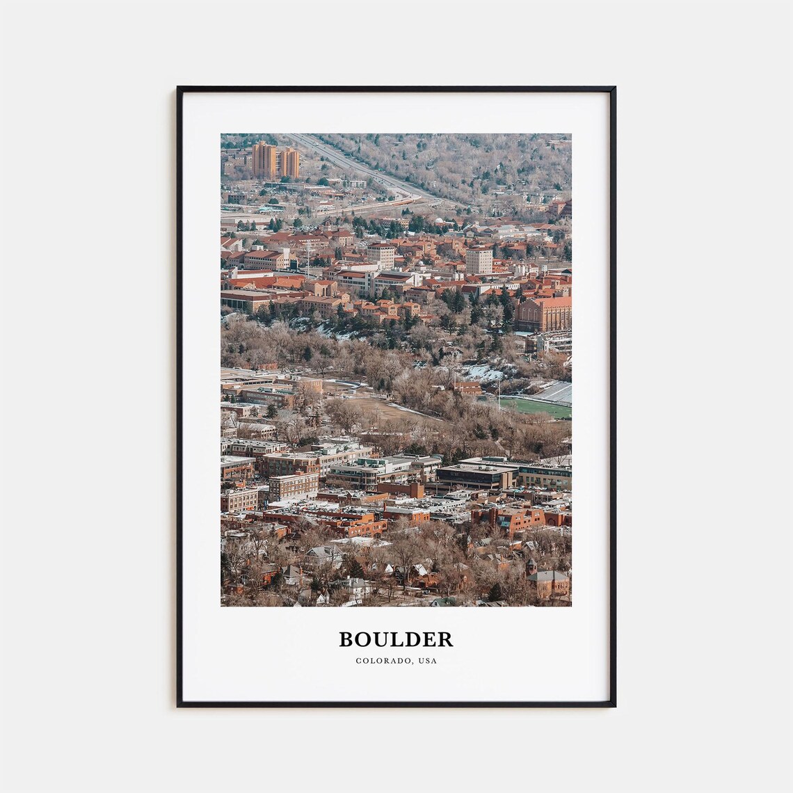 Boulder Colorado Snowy Winter Town Aerial Morning View Photo Poster