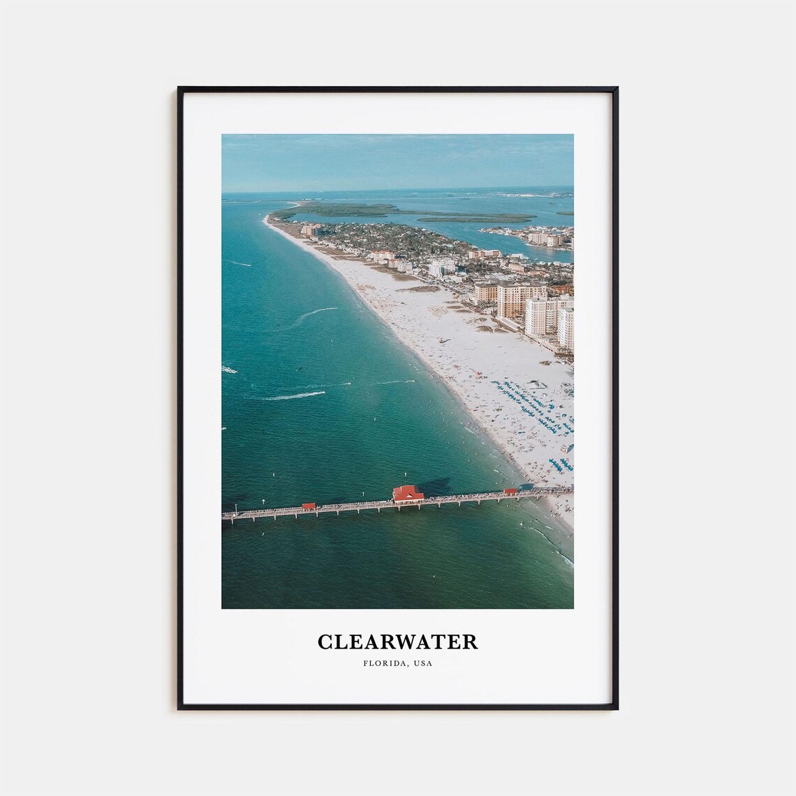Clearwater Travel Poster, Florida USA Map Print
