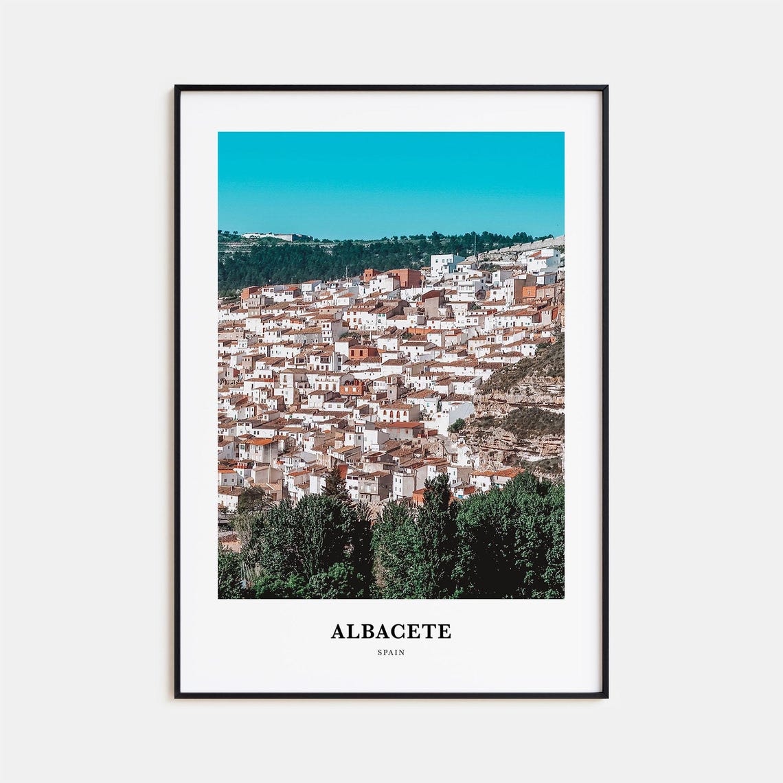 Albacete Spain Whitewashed Hill Town Photography Travel Poster