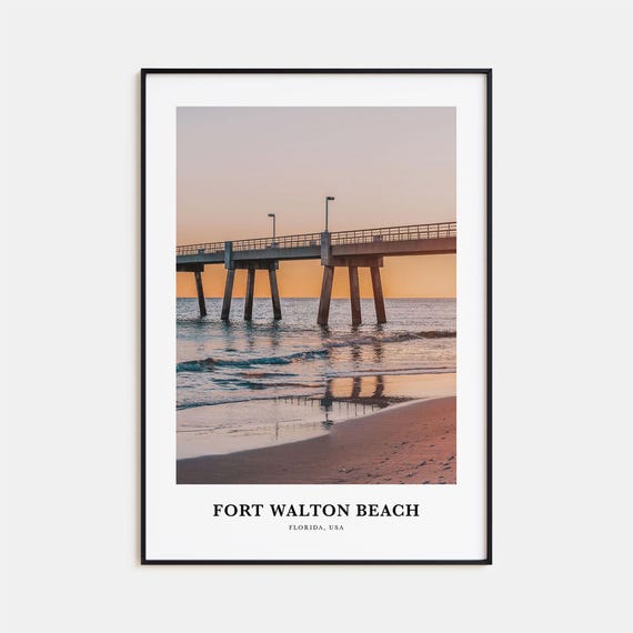 Fort Walton Beach Travel Poster, Florida Map Print