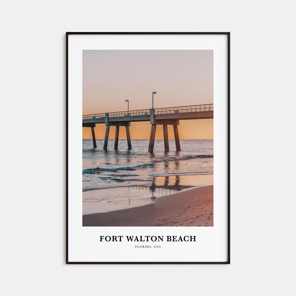 Fort Walton Beach Travel Poster, Florida Map Print