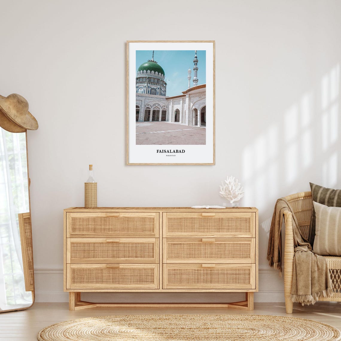 Faisalabad Pakistan Green Dome Shrine Marble Courtyard Travel Poster - Image 2