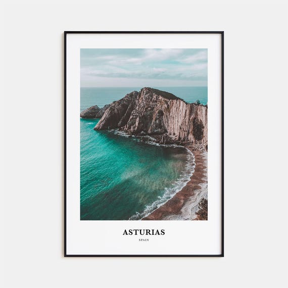Asturias Travel Poster, Spain Map Wall Art