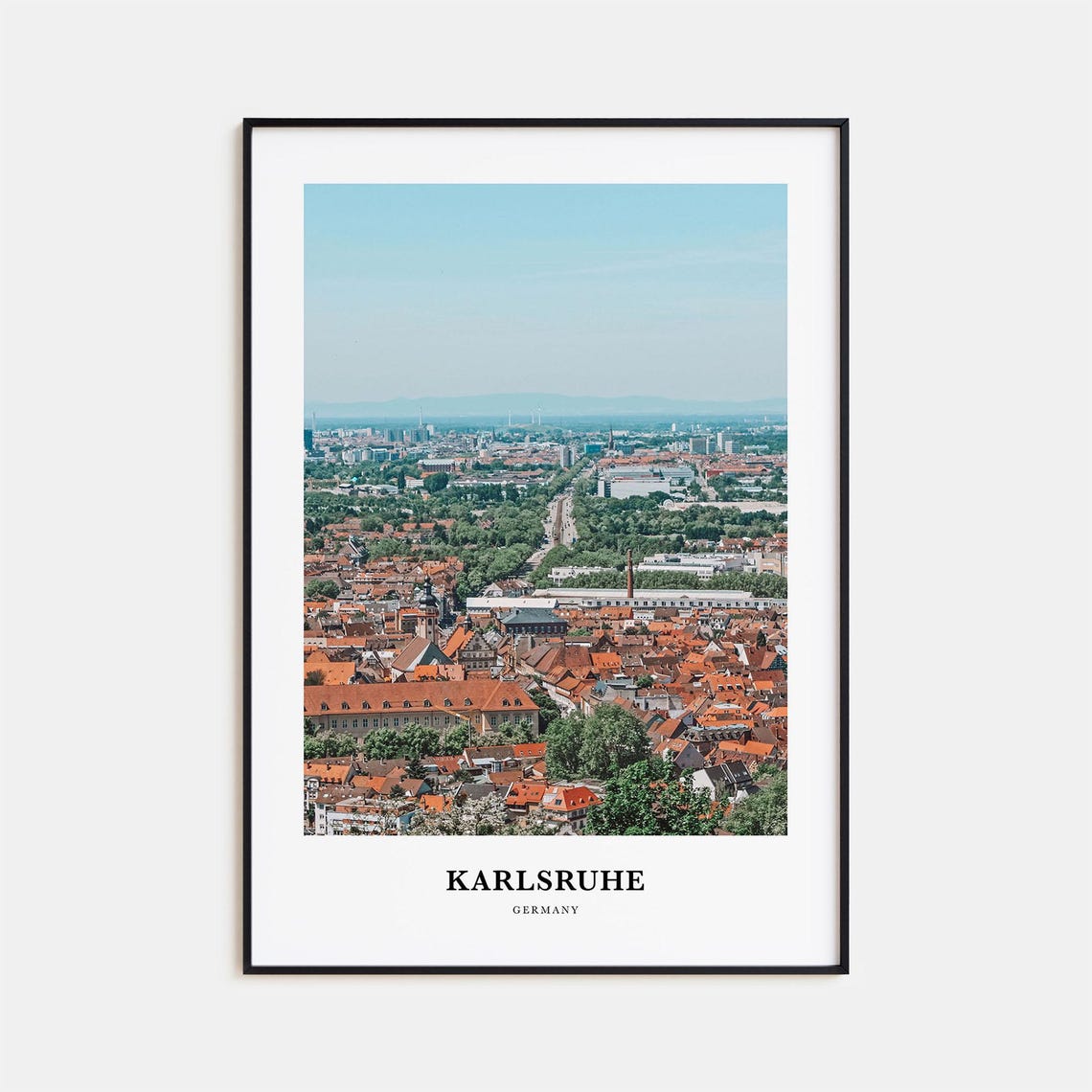 Karlsruhe Germany Red Rooftop Old Town Skyline Travel Poster