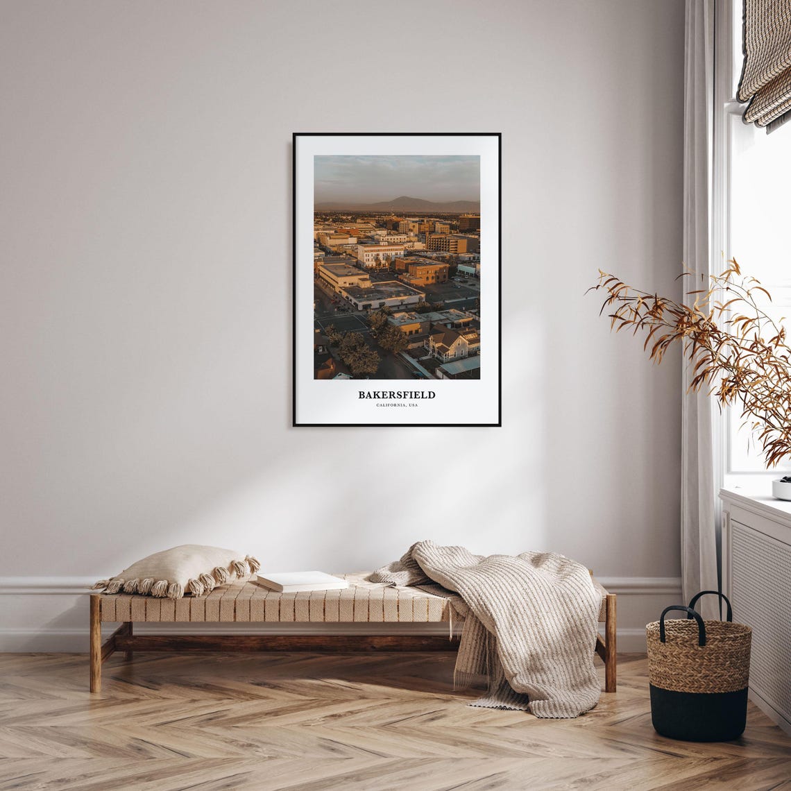 Bakersfield California Downtown Aerial Golden Hour City Poster - Image 3
