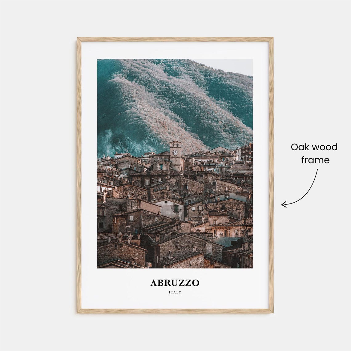 Abruzzo Italy Old Mountain Town Rooftops Clock Tower Photo Poster - Image 3