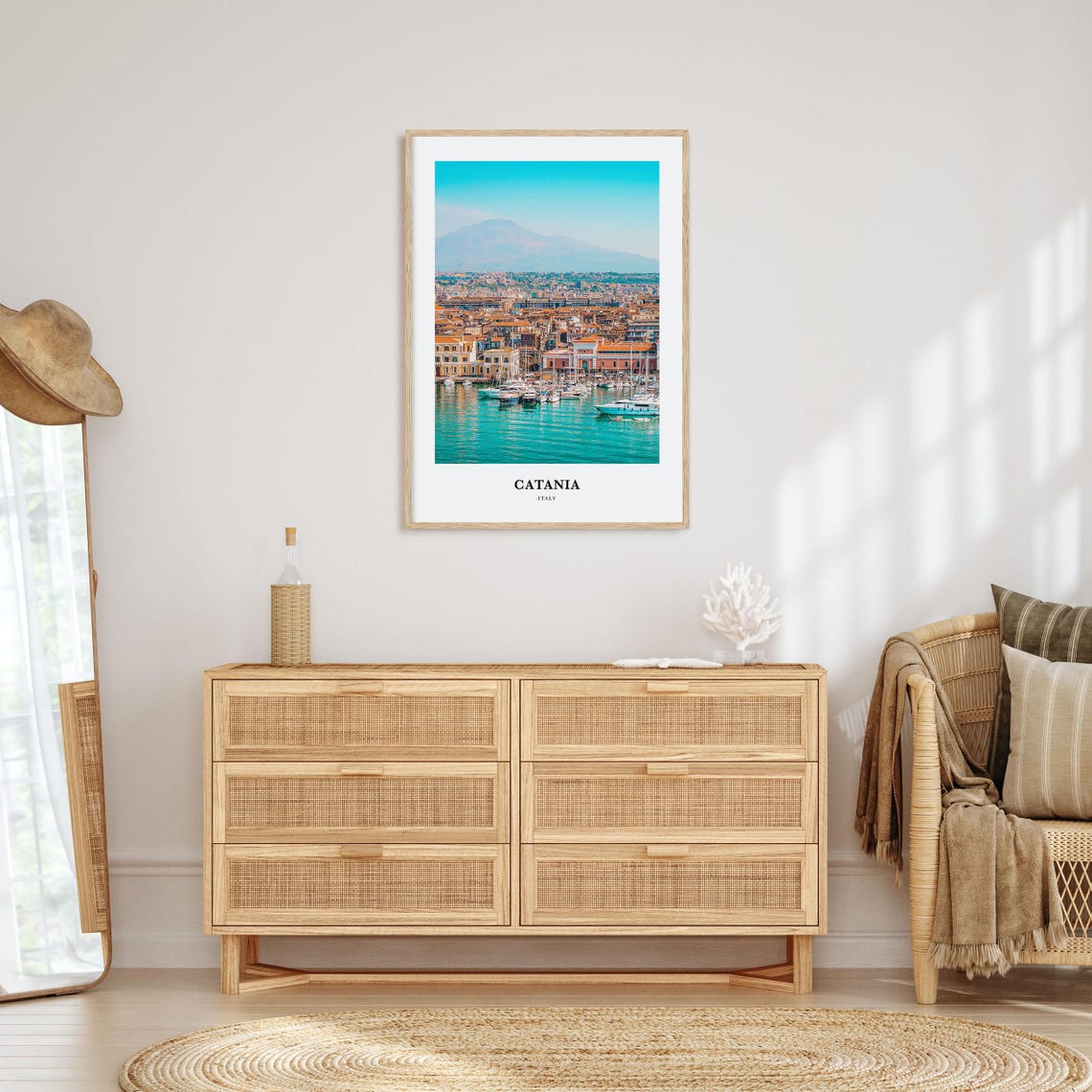 Catania Italy Harbor With Mount Etna in the Distance Photo Poster - Image 2
