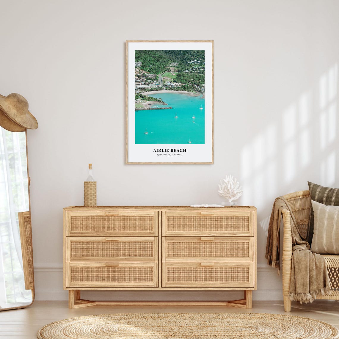 Airlie Beach Queensland Aerial Turquoise Bay Sailboats Travel Poster - Image 2