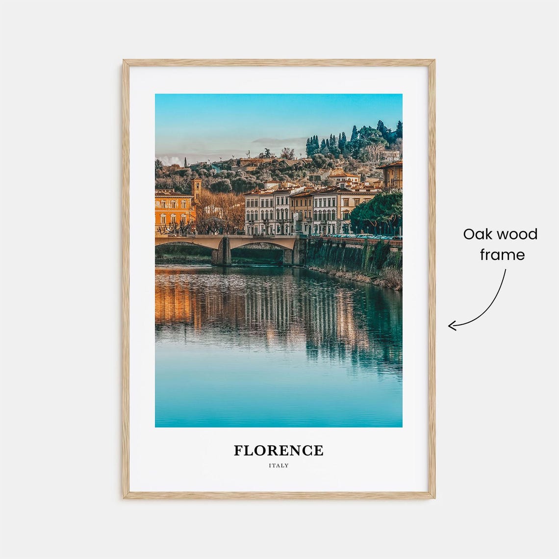 Florence Italy Arno River Bridge Reflection Golden Travel Poster - Image 3
