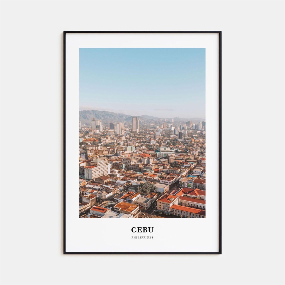 Cebu Philippines Aerial Cityscape Dense City Hills Photo Poster