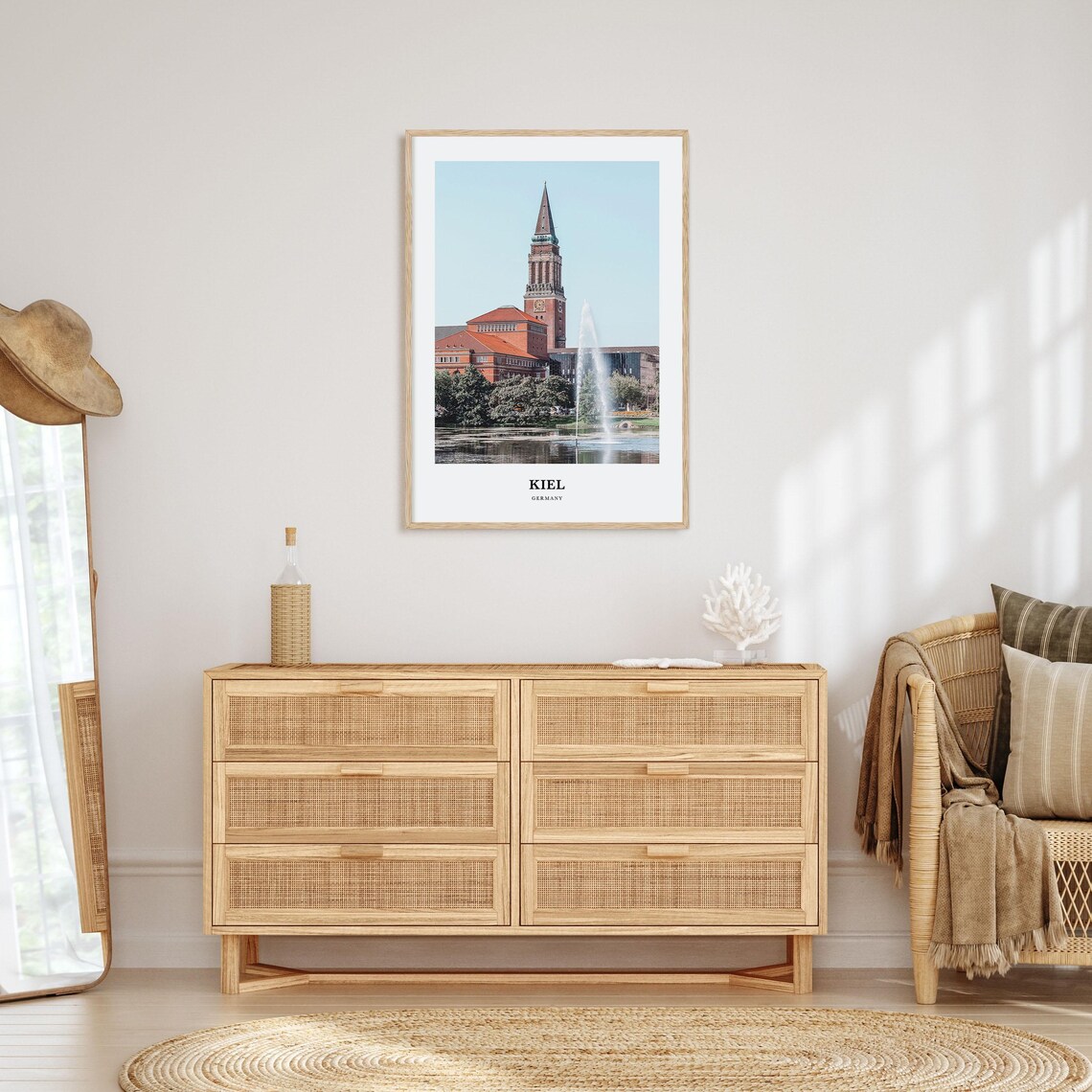 Kiel Germany Brick City Hall Tower Fountain Lakeside Travel Poster - Image 2