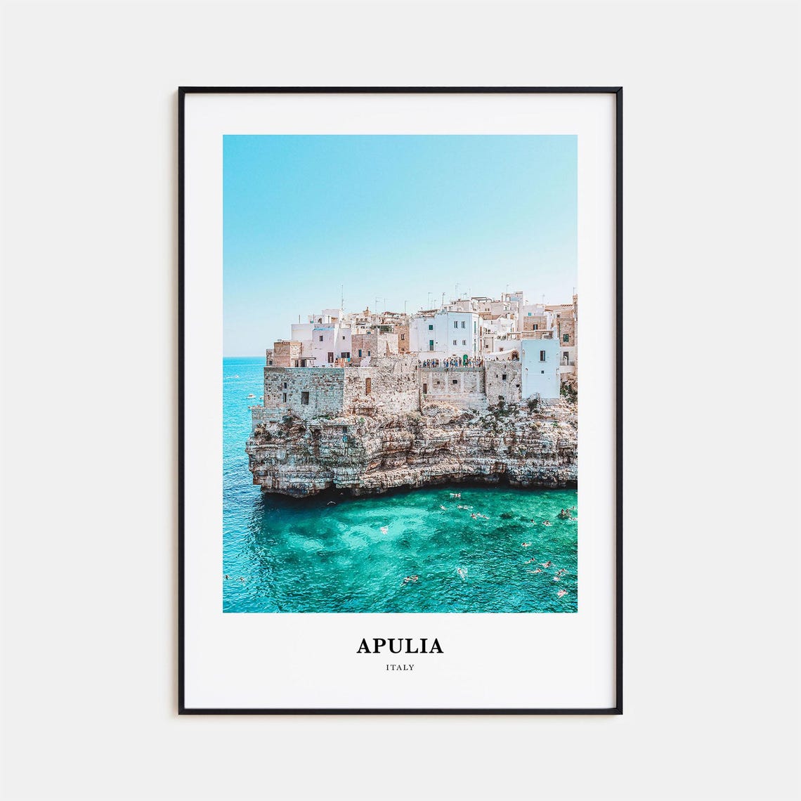 Apulia Italy Seaside Cliff Town Turquoise Coast Photography Poster