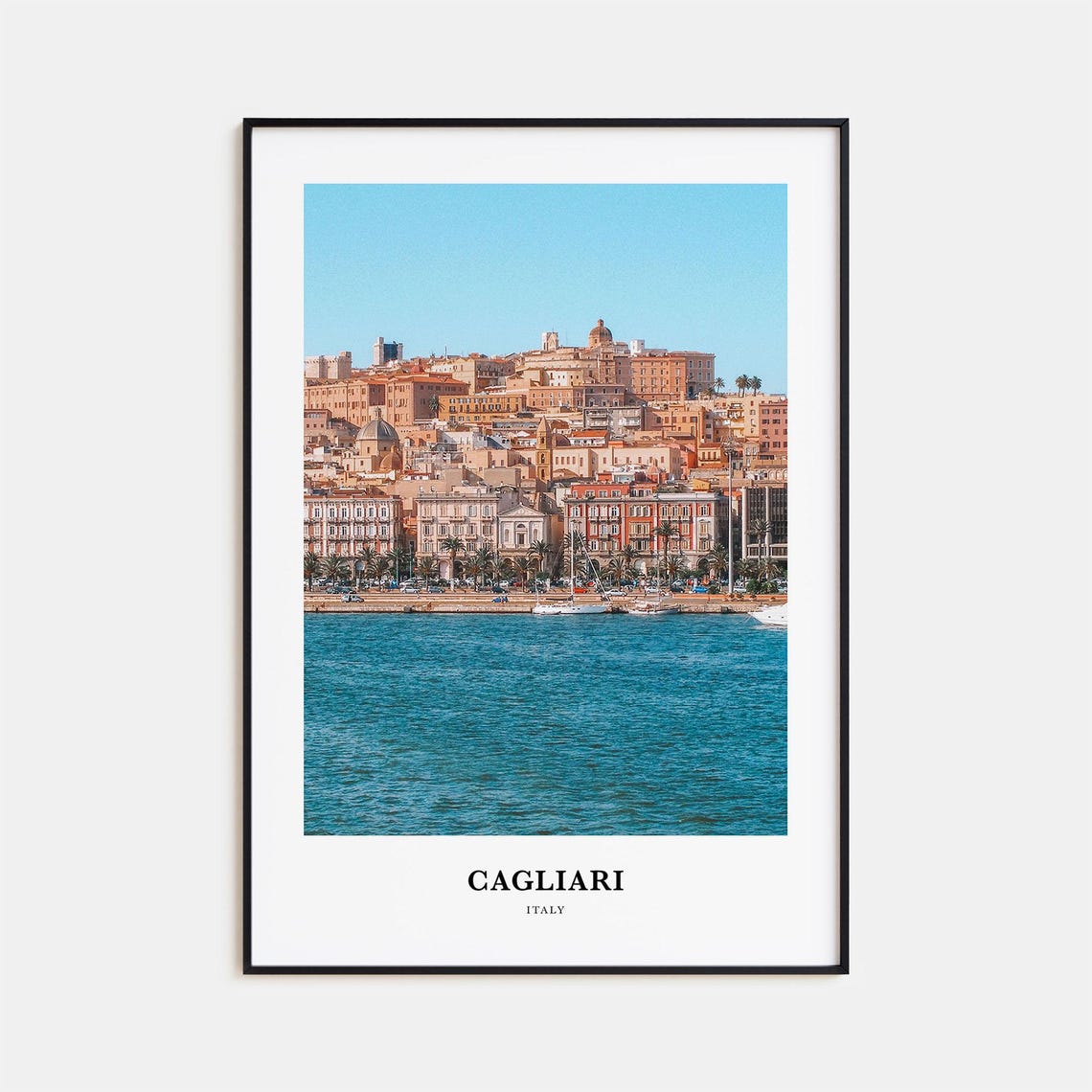 Cagliari Waterfront Old Town Hillside View from the Sea Poster