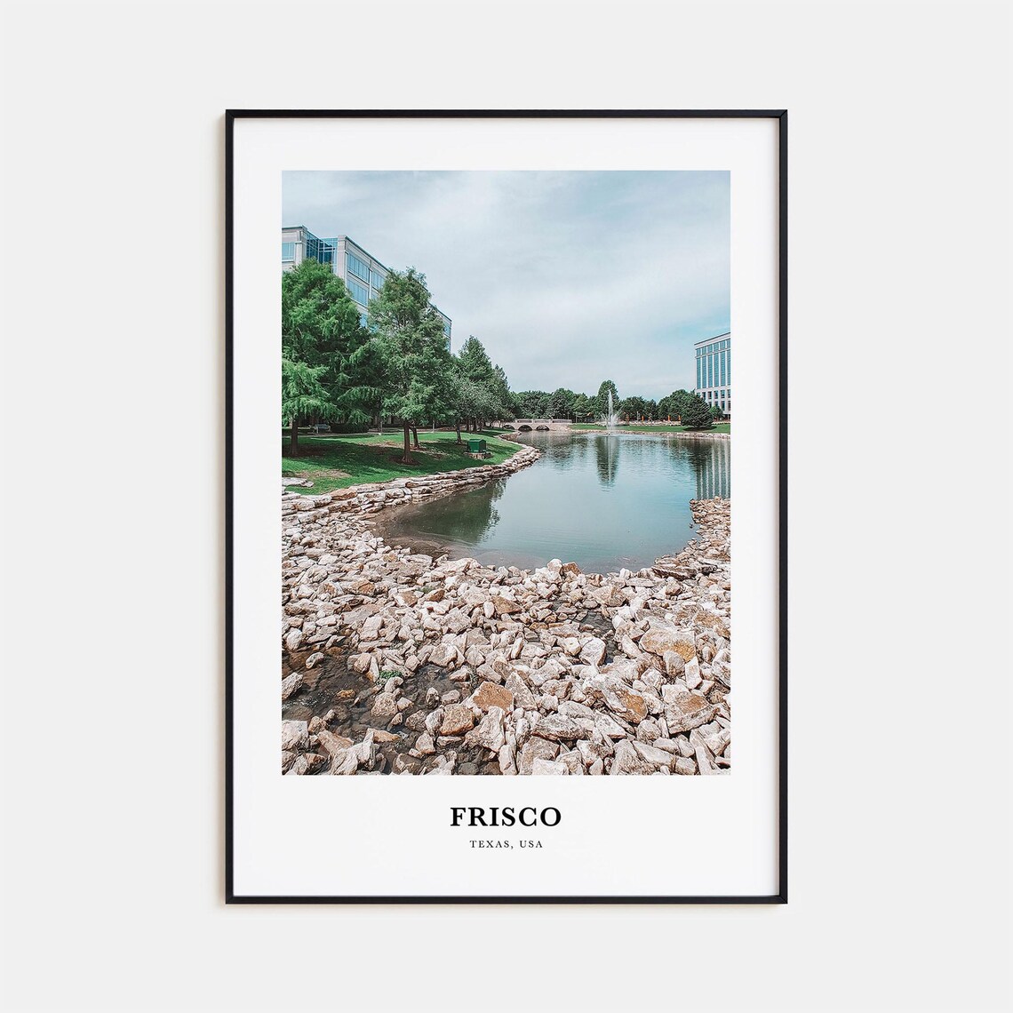 Frisco Texas City Park Lake Fountain Green Space Travel Poster