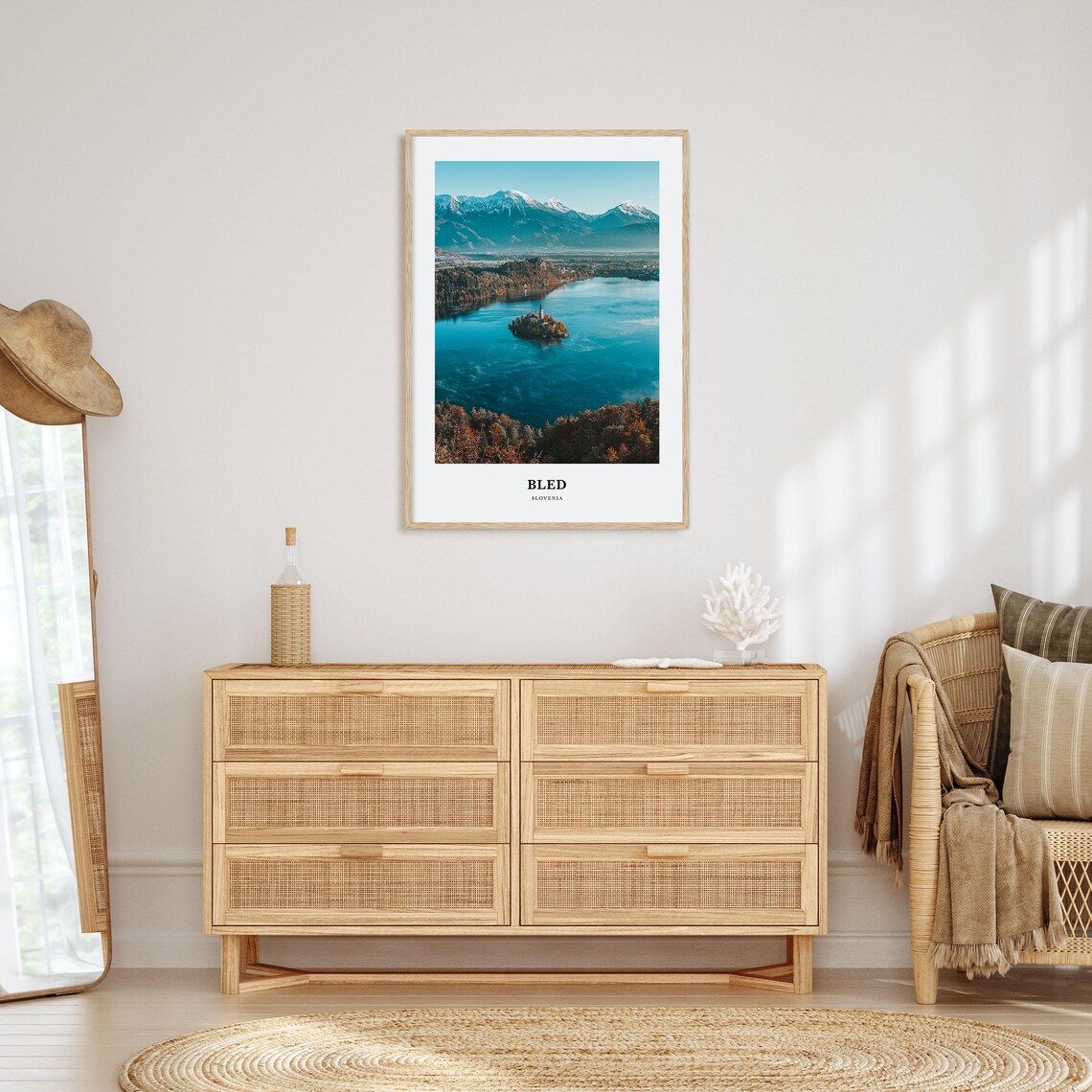 Bled Slovenia Lake Island Church Alpine Peaks Minimalist Travel Poster - Image 2