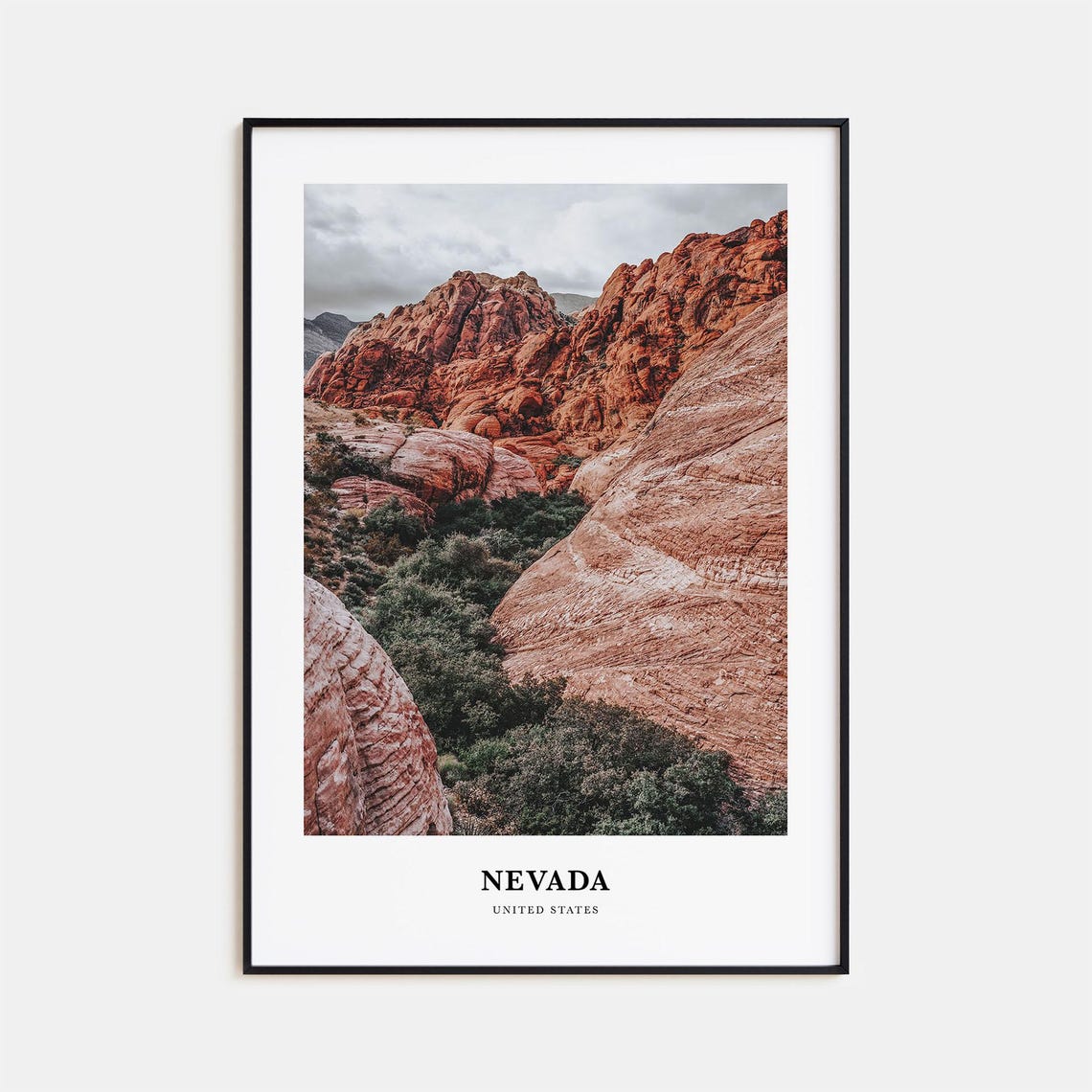 Nevada Red Rock Canyon Desert Formations Photo Travel Poster