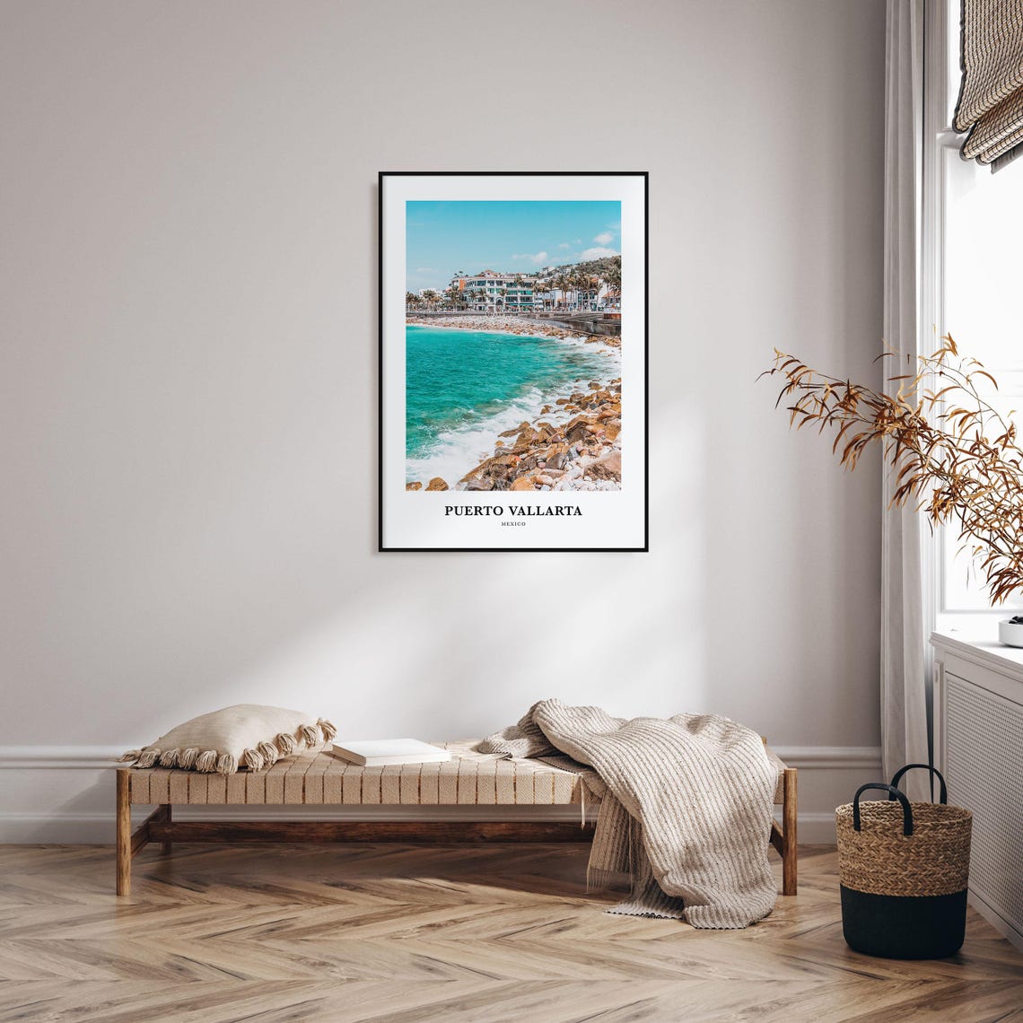 Puerto Vallarta Mexico Beachfront Coastline Rocky Shore Poster - Image 3