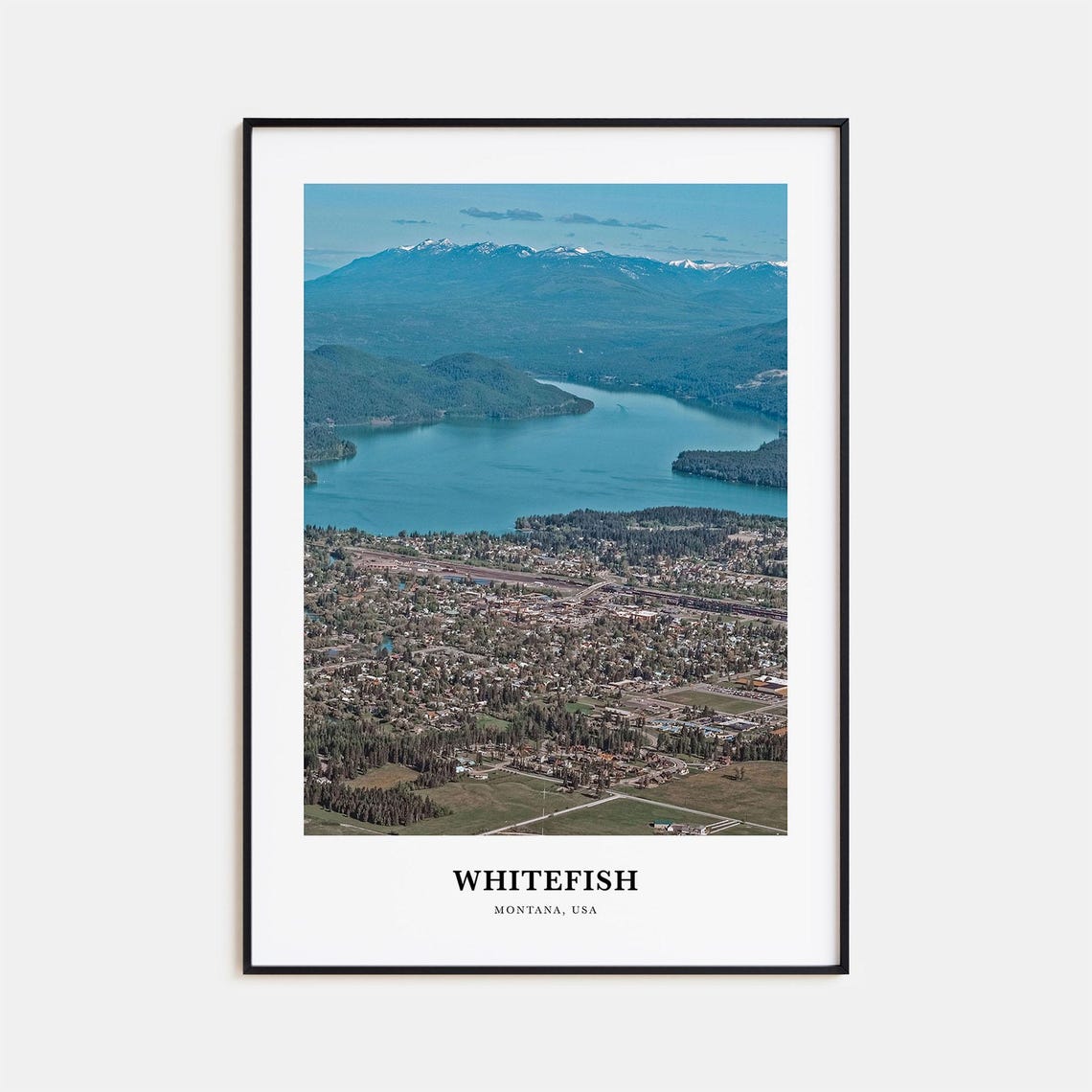 Whitefish Montana Aerial Lake Town Scenic Mountain Panorama Poster