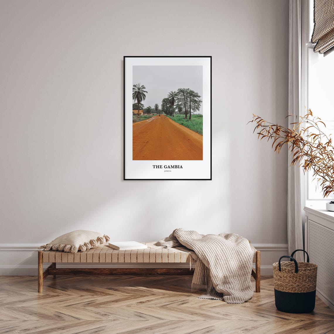 The Gambia Africa Red Dirt Road Palms Rural Photography Poster - Image 3