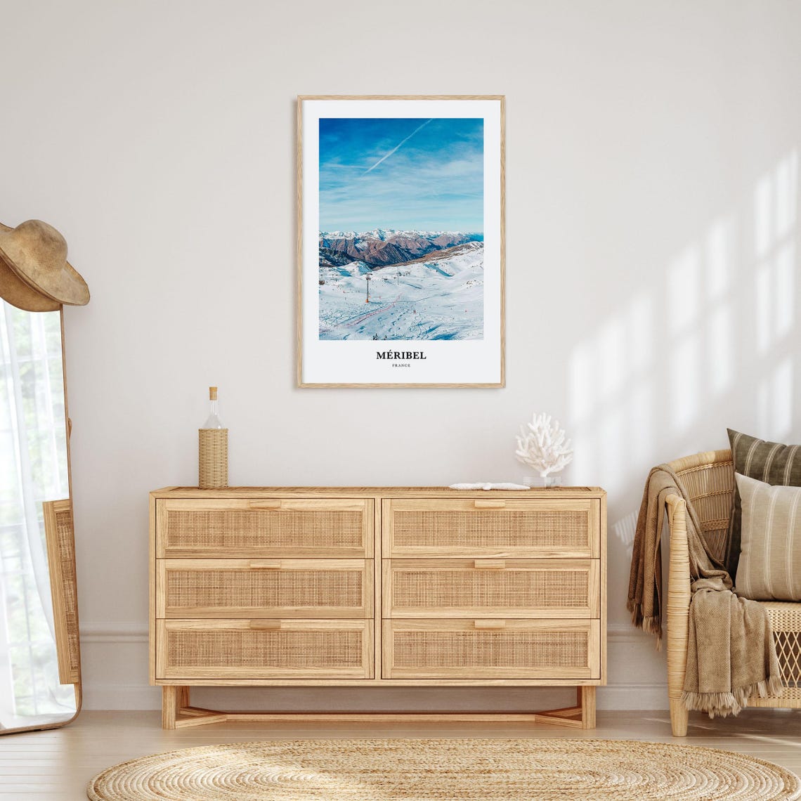 Meribel France Alpine Ski Resort Snowy Peaks Blue Sky Poster - Image 2