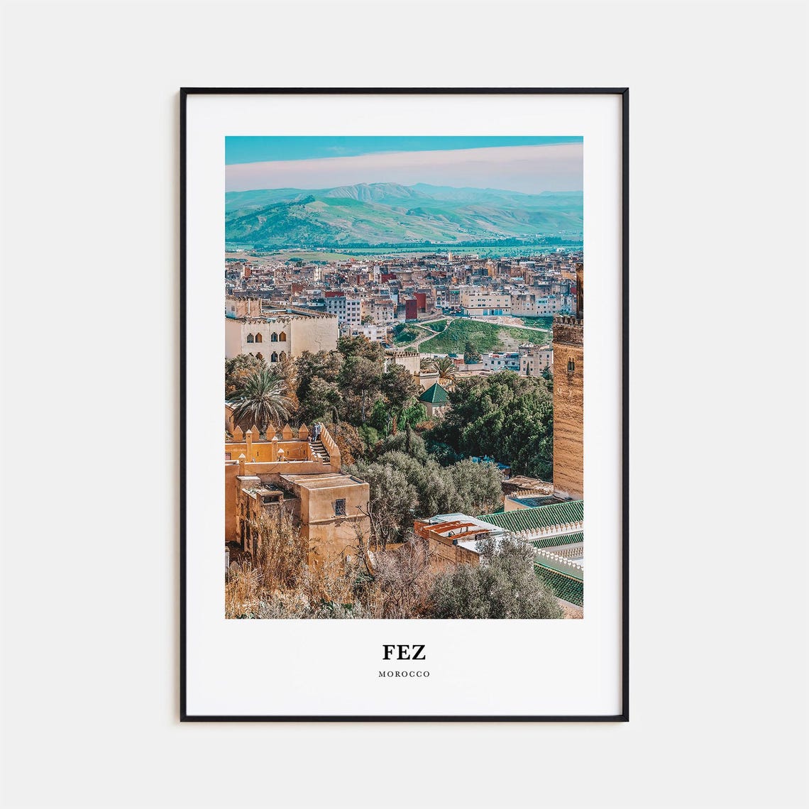 Fez Morocco Historic Medina Skyline Panoramic View Travel Poster