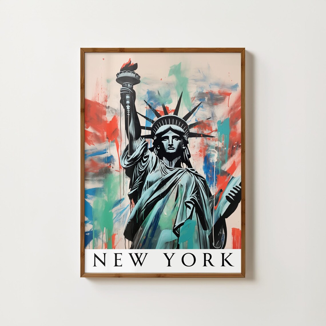 New York Statue of Liberty Pop Art Colorful Graffiti Travel Poster