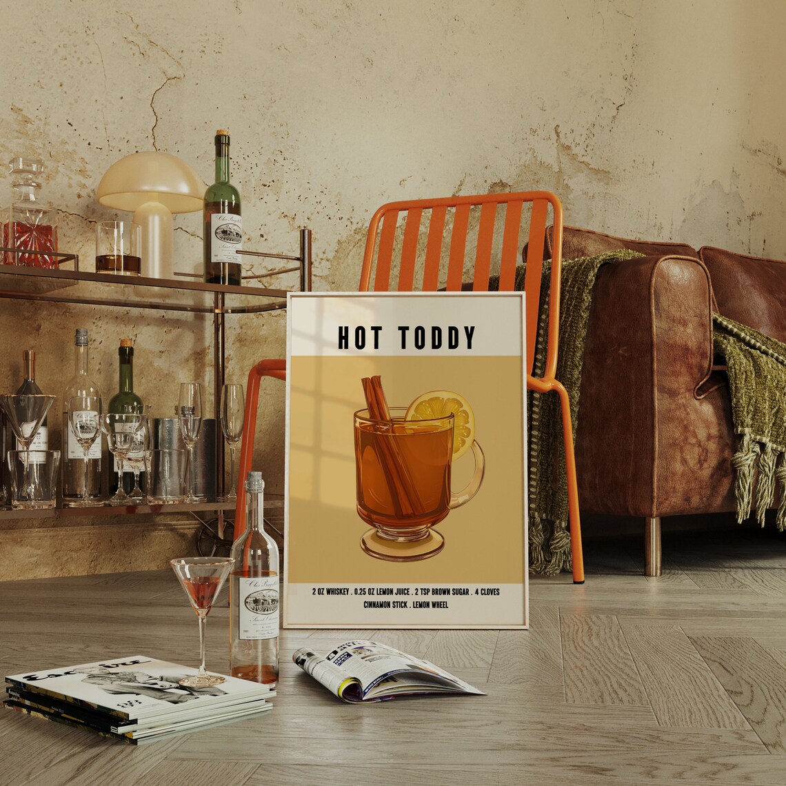 Hot Toddy Whiskey Drink Recipe With Cinnamon And Lemon Vintage Poster - Image 4