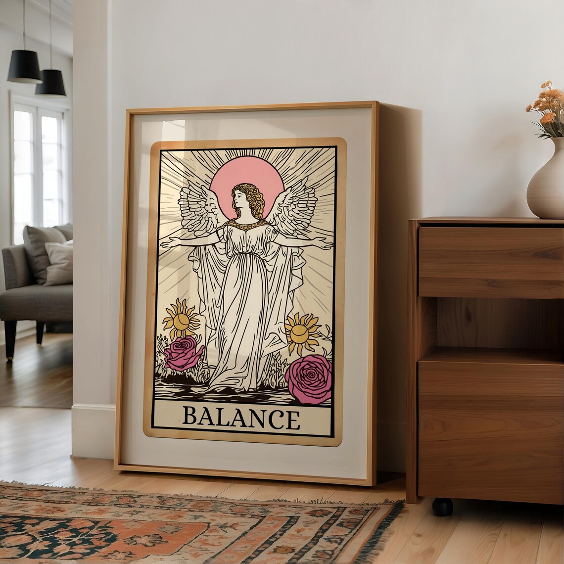 Balance Tarot Card Print Spiritual Art Balance Print Temperance Tarot Poster Balance Wall Art Tarot Painting Mystical Painting Witchy Decor - Image 3