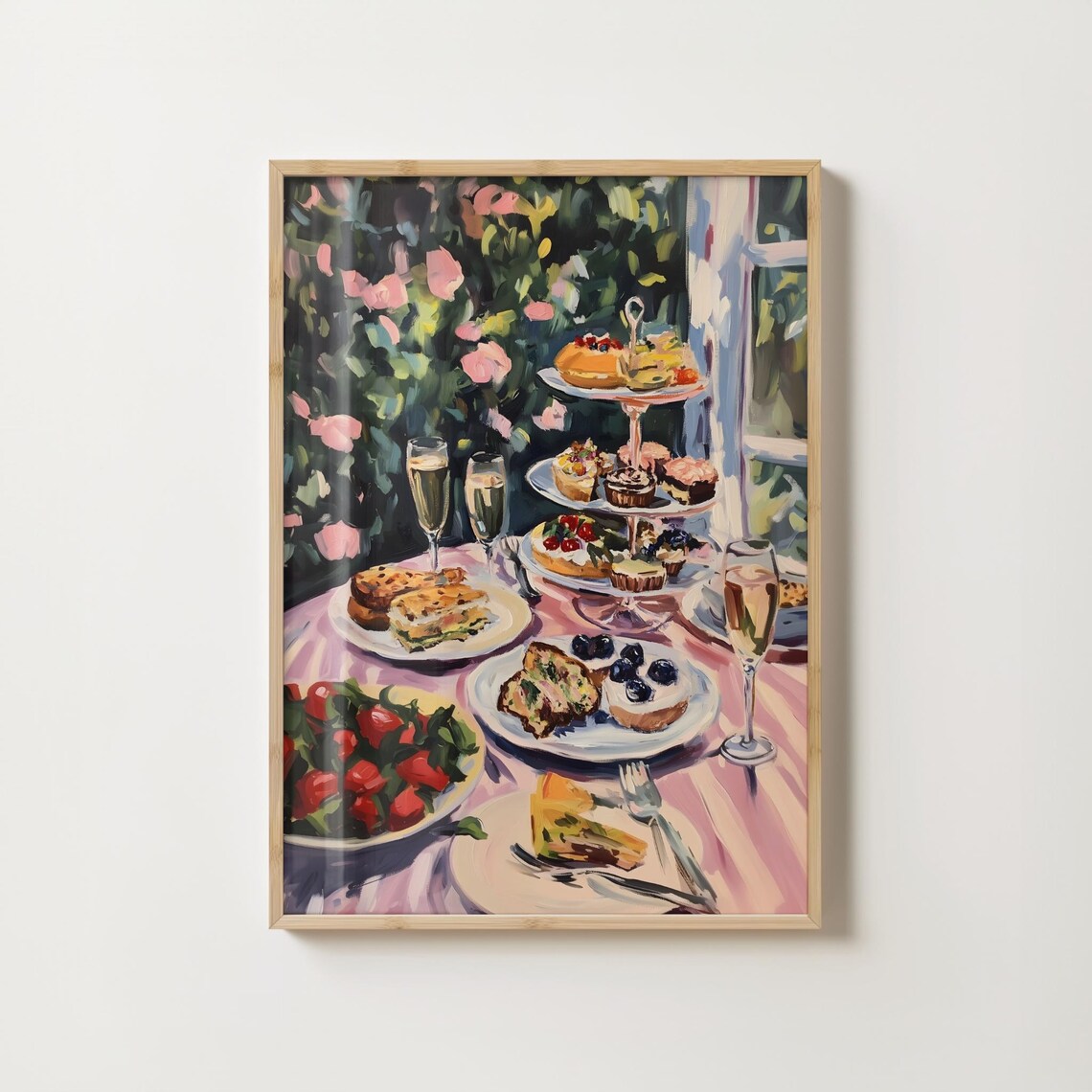 Floral Cake Afternoon Tea Art Print, Country Kitchen