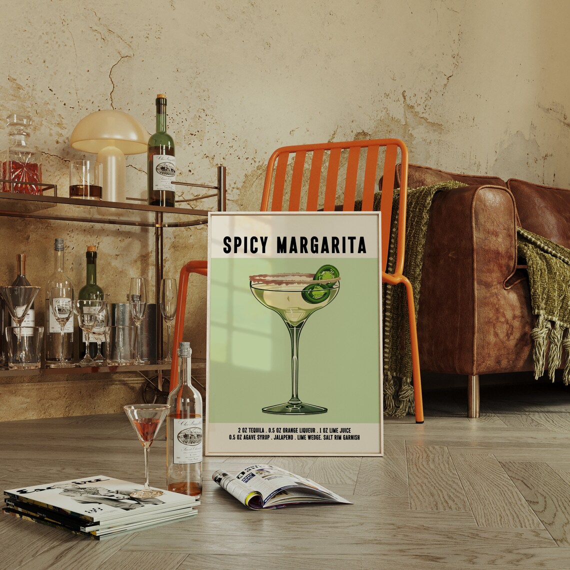 Spicy Margarita With Jalapeno And Salt Rim On Cream Recipe Poster - Image 4
