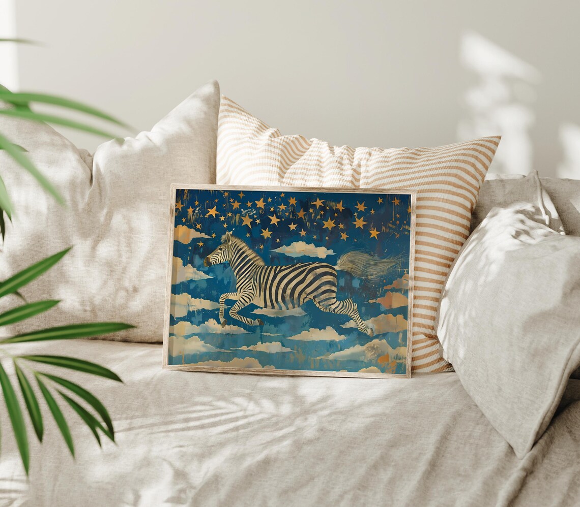 Whimsical Zebra Vintage Animal Wall Art Print - Image 3