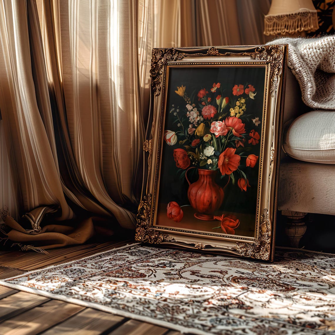 Moody Flowers Painting Vase Of Flowers Print Vintage Floral Decor Gothic Wall Art Dark Academia Print Antique Painting Dark Flower Prints - Image 3
