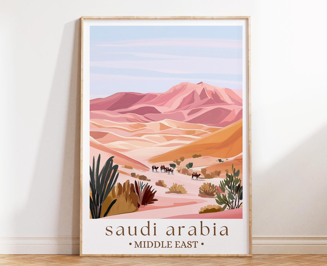 Saudi Arabia Desert Travel Poster, Arabian Landscape
