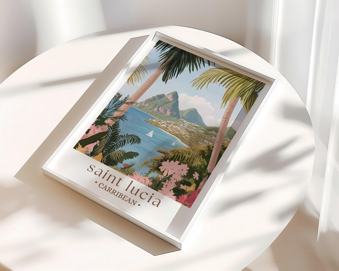 St Lucia Travel Poster, Caribbean Travel Art Print - Image 3