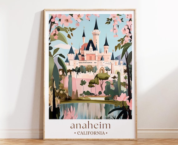 Anaheim California Fairytale Castle Blossoms Dream Travel Poster