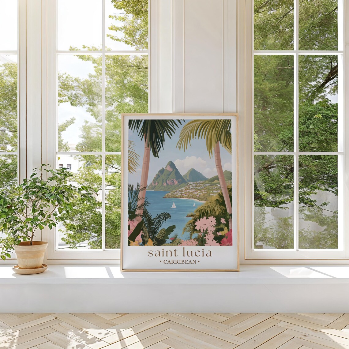 St Lucia Travel Poster, Caribbean Travel Art Print - Image 2
