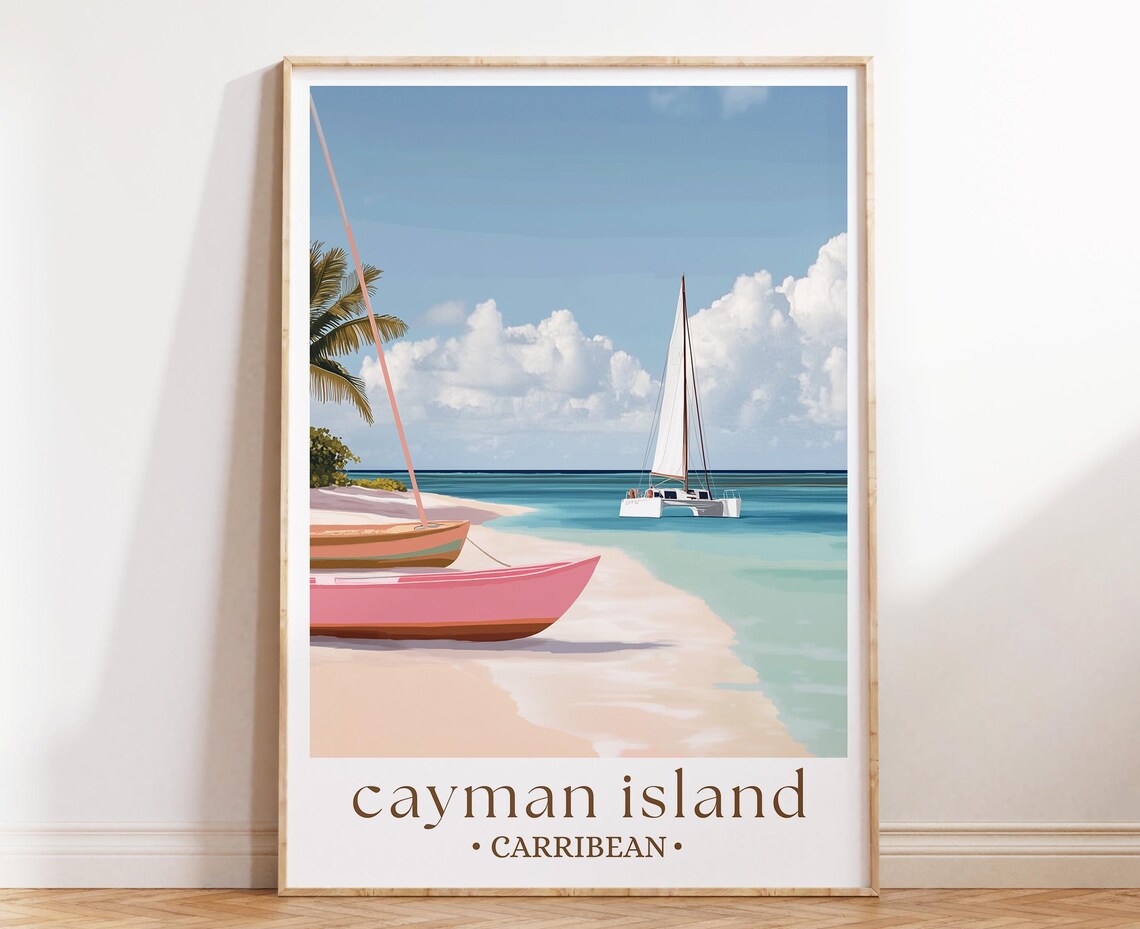 Cayman Island Caribbean Travel Poster, Island Getaway