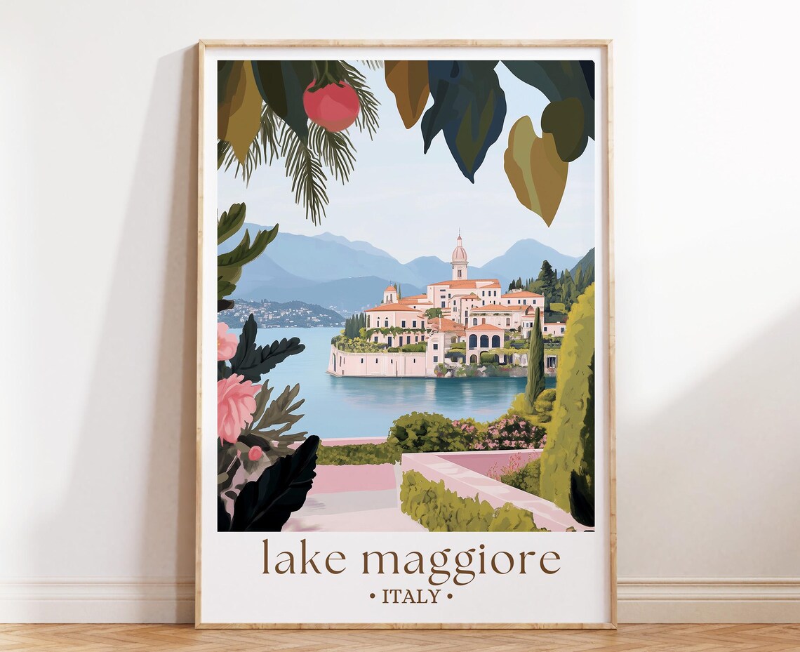 Lake Maggiore Italy Poster Island Villa Garden Lake Alps View Art