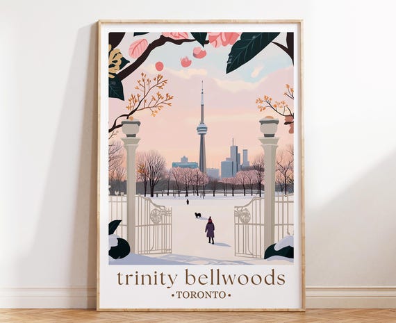 Trinity Bellwoods Park Spring Print Toronto Urban Poster Cherry Blossom Wall Art Canada Decor