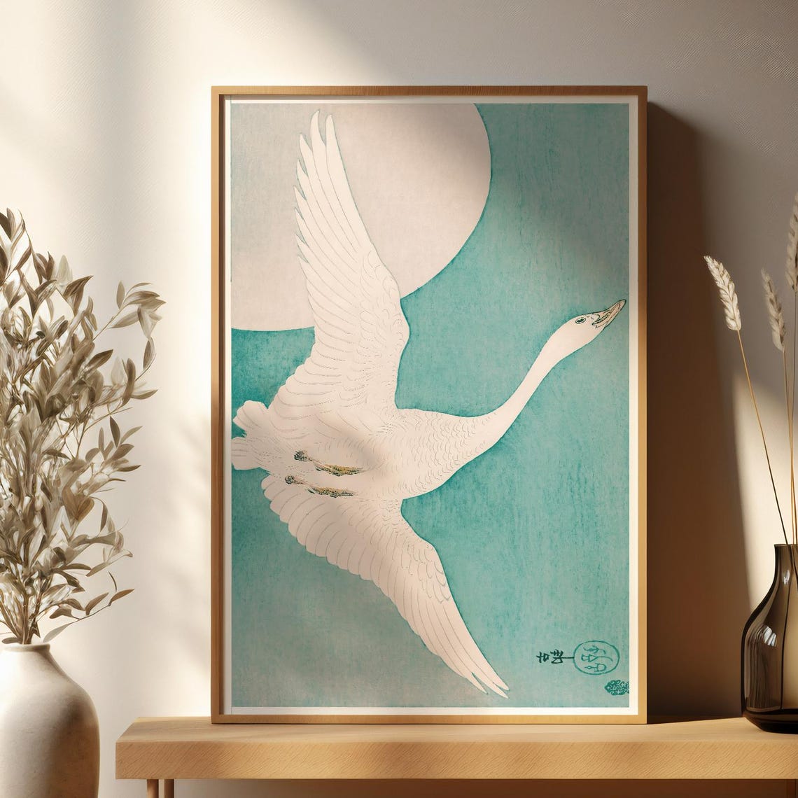 Japandi Wall Art Soft Blue Bird Print Minimalist Home Decor