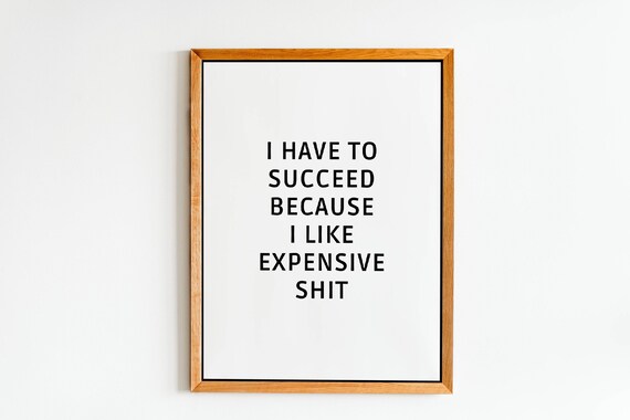 I Have To Succeed Because I Like Expensive Funny Quote Poster