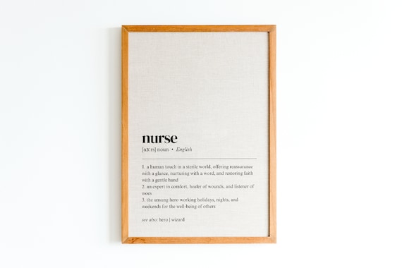 Nurse Definition Dictionary Heartfelt Medical Hero Gift Poster