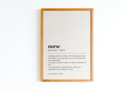 Nurse Definition Wall Art Gift For Women Male Office Decor